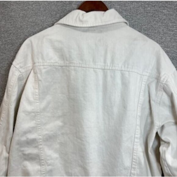 Aeropostale Womens Jeans Jacket Size Large Off White Denim Boyfriend Fit Cotton - Picture 6 of 15
